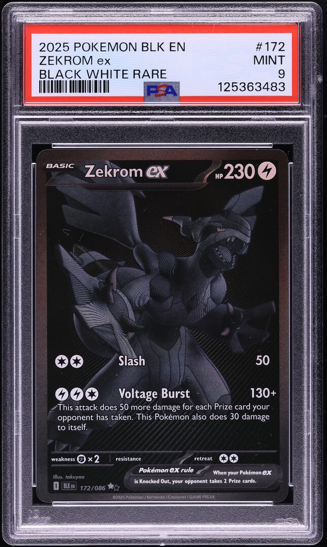 2025 Pokemon Black Bolt Black White Rare Zekrom Ex #172 PSA 9 MINT