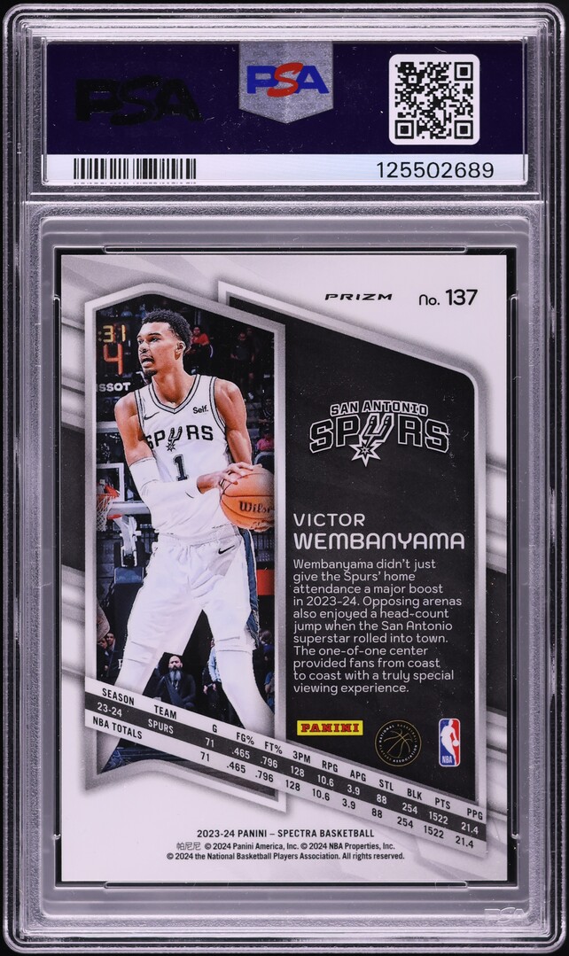 2023 Panini Spectra Red International Victor Wembanyama ROOKIE #137 PSA 10
