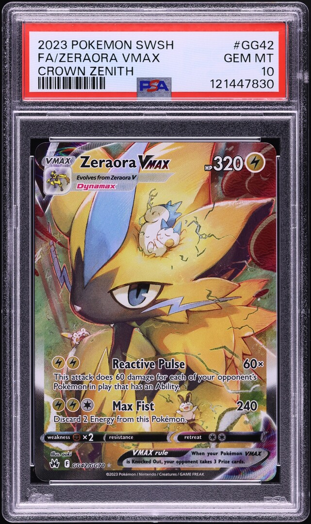 2023 Pokemon Sword & Shield Crown Zenith Zeraora VMAX #GG42 PSA 10 GEM MINT
