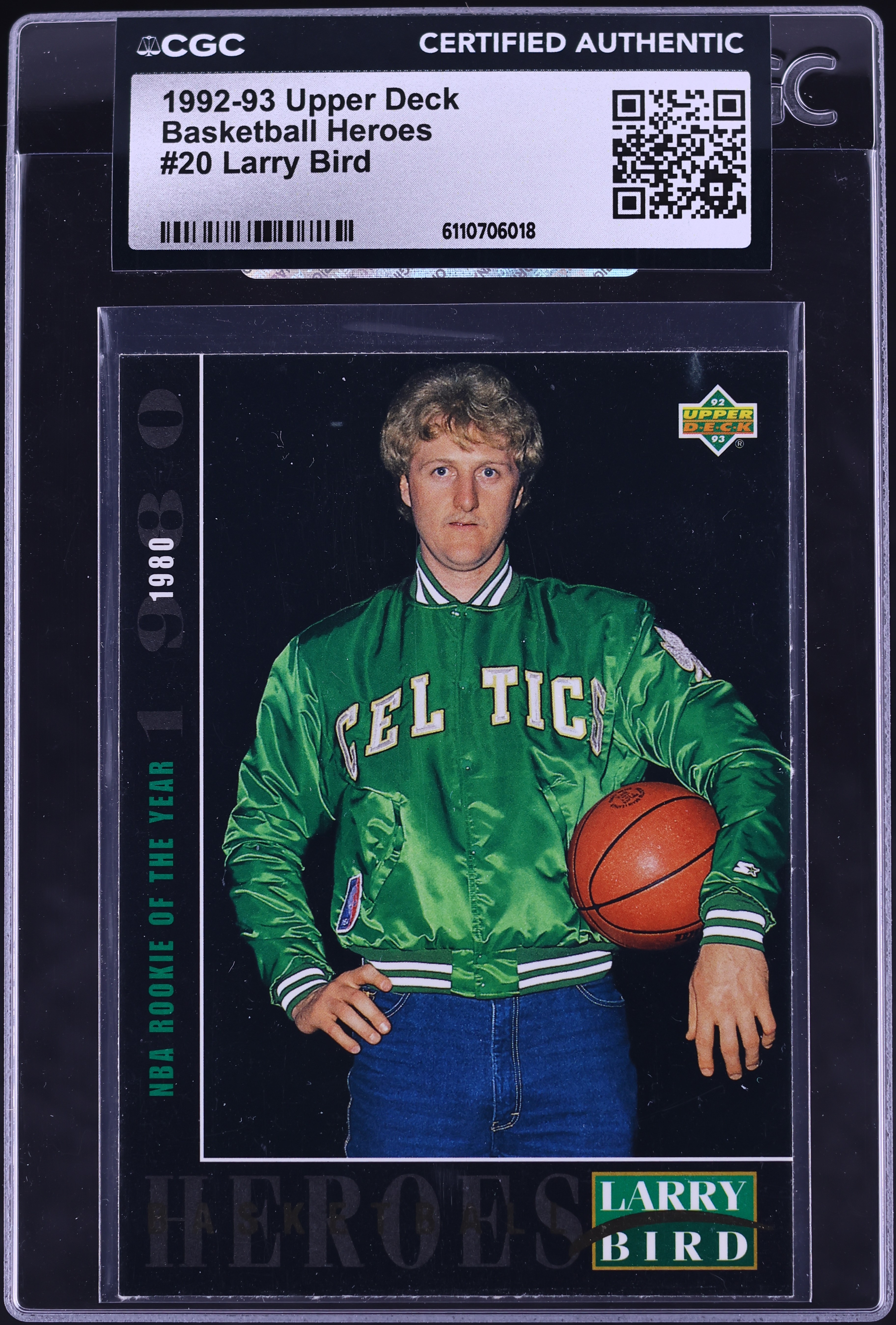 1992 Upper Deck Basketball Heroes Larry Bird #20 CGC AUTH on