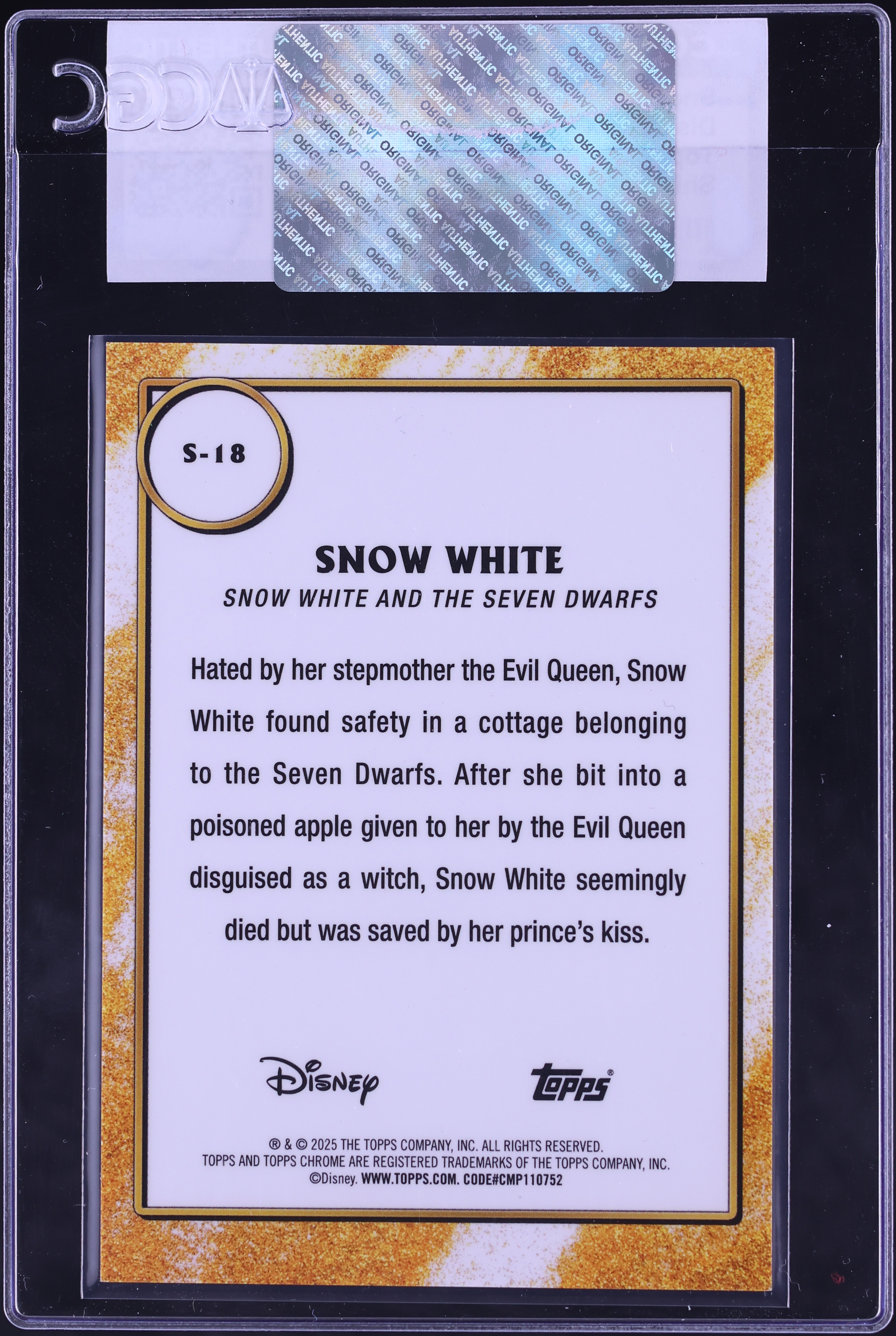 2025 Topps Chrome Disney Wonder Shiny Red Refractor Snow White 1/5