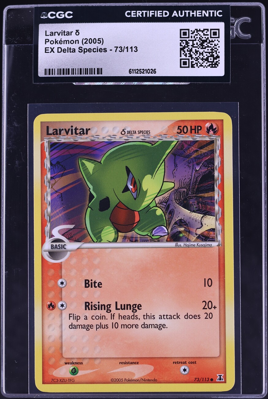 2005 Pokemon EX Delta Species Larvitar #73 CGC AUTH