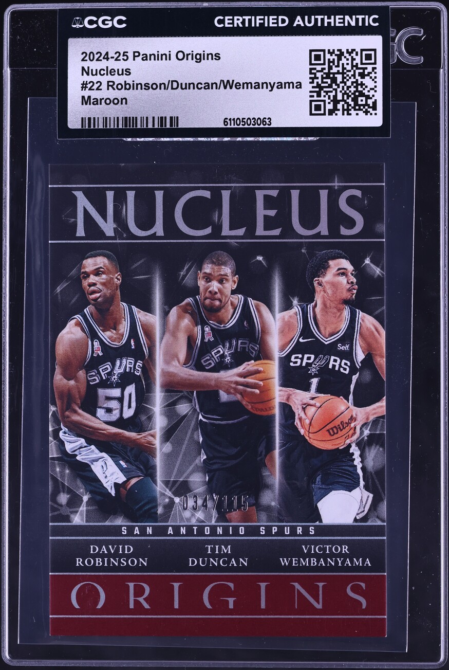 2024 Panini Origins Nucleus Maroon David Robinson Tim Duncan Victor Wembanyama /115 CGC AUTH