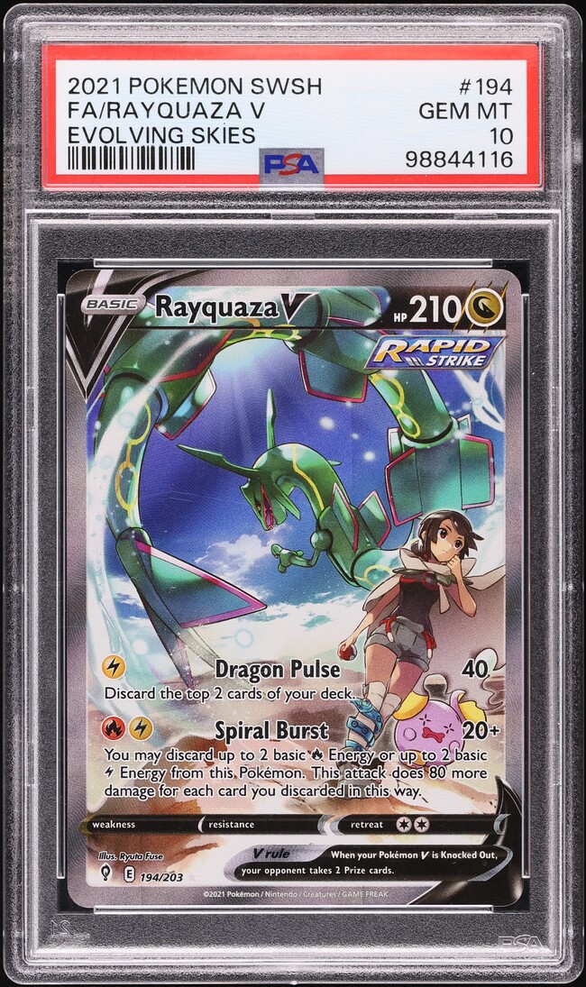 2021 Pokemon Sword & Shield Evolving Skies Alt Art Rayquaza V #194