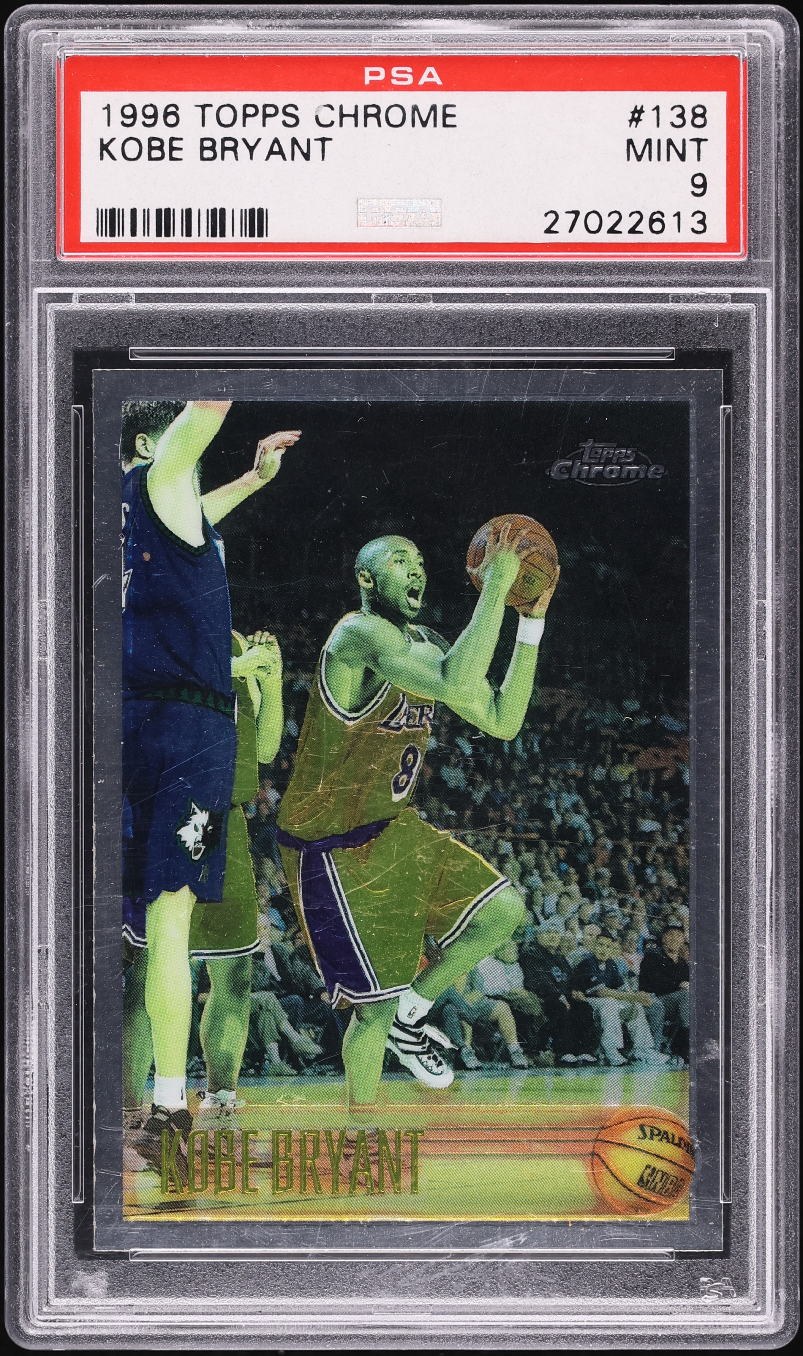 1996 Topps Chrome Kobe Bryant ROOKIE #138 PSA 9 MINT on Fanatics