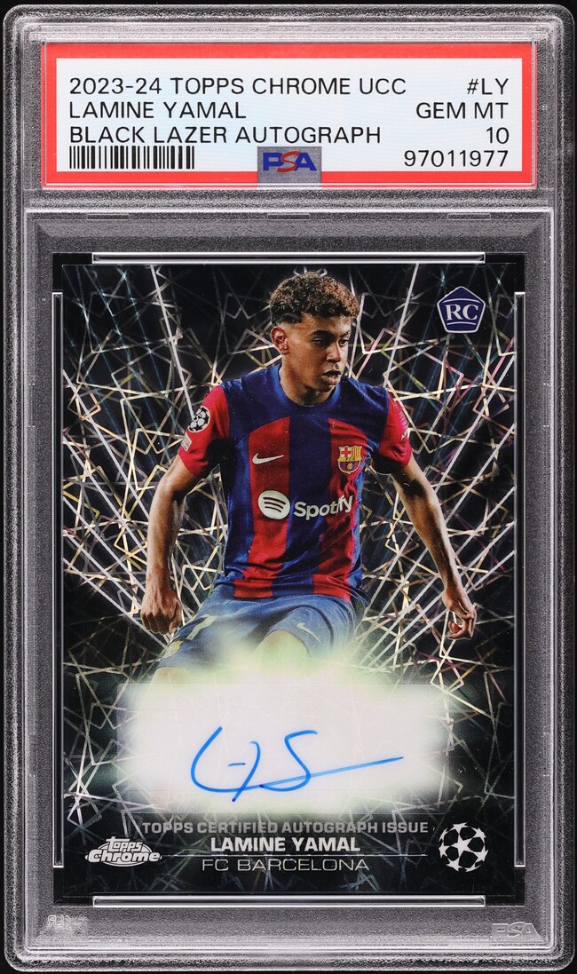 2023 Topps Chrome UEFA Club Competitions Black Lazer Lamine Yamal ROOKIE AUTO #BLA-LY PSA 10