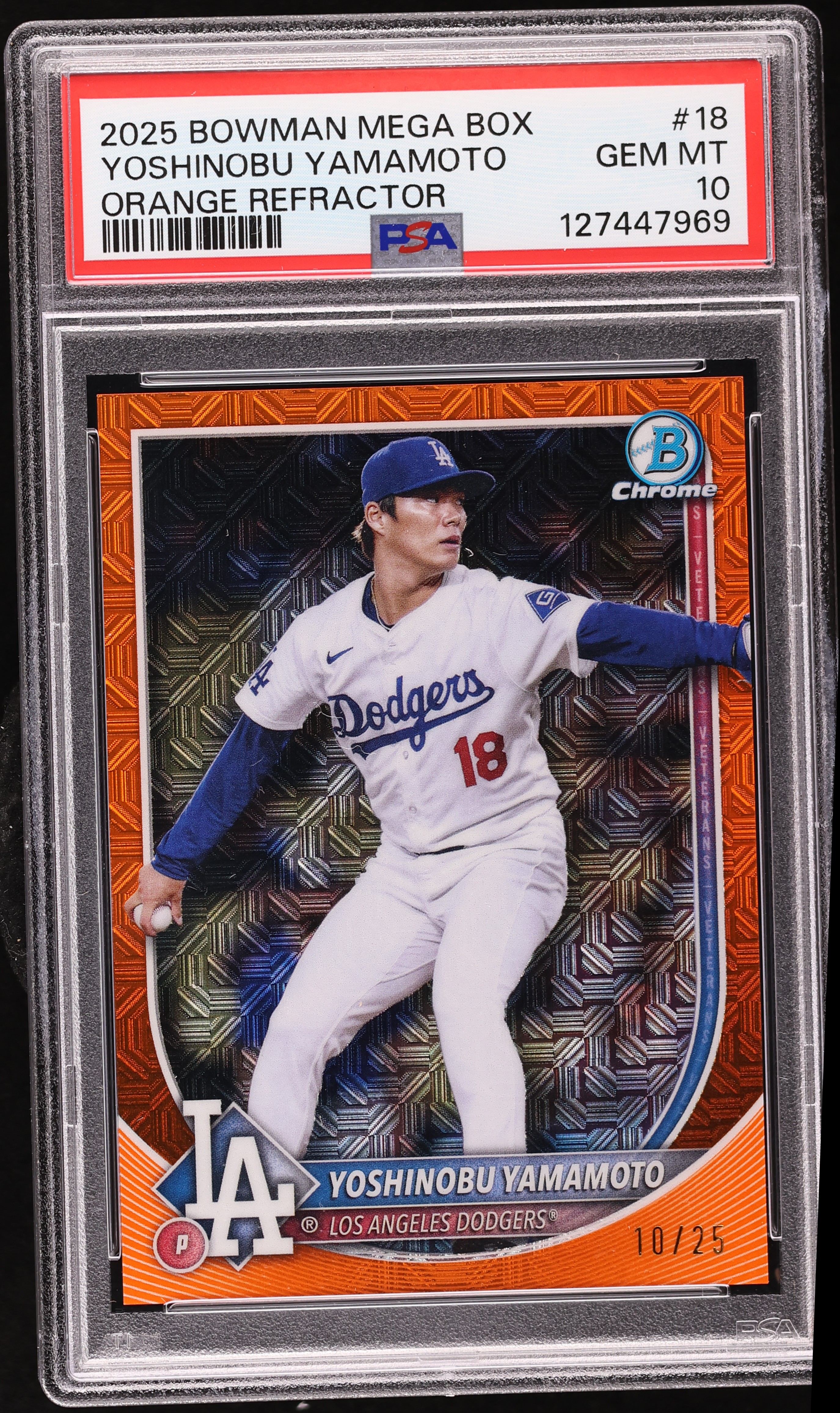 2025 Bowman Chrome Mega Box Orange Refractor Yoshinobu Yamamoto