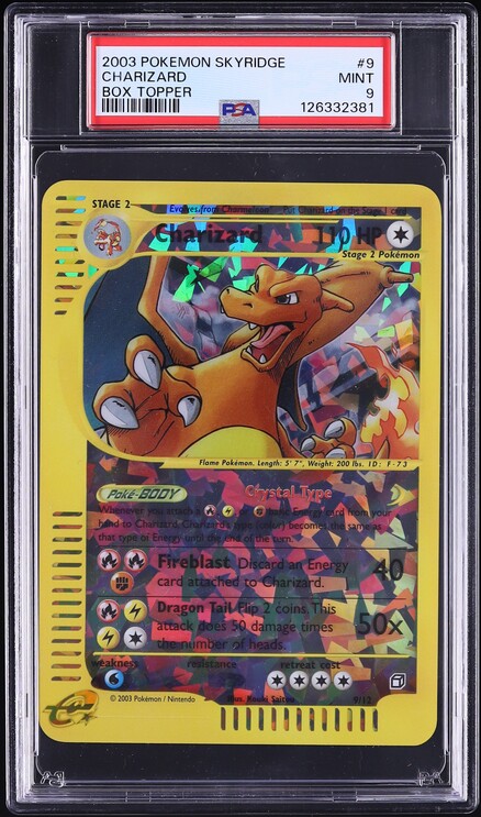 2003 Pokemon Skyridge Box Topper Crystal Charizard #9 PSA 9 MINT