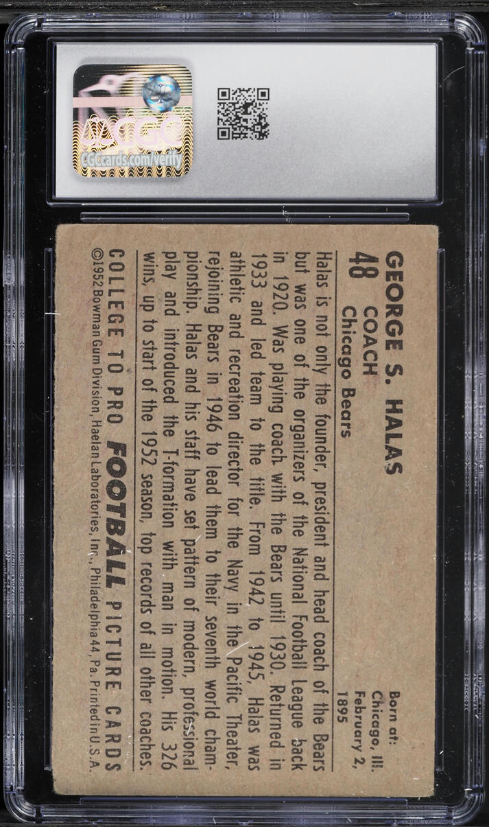 1952 Bowman Large George Halas #48 CGC 2 GD