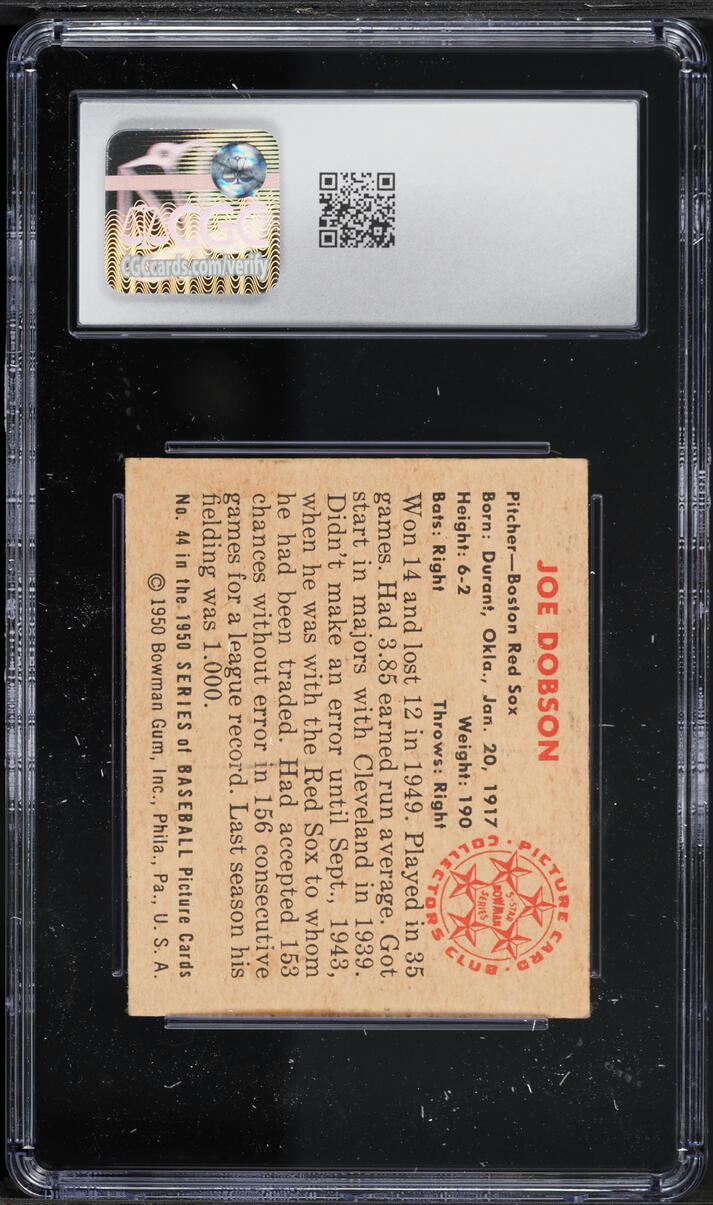 1950 Bowman Joe Dobson #44 CGC 5 EX