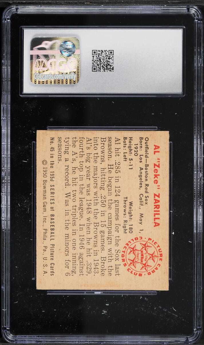 1950 Bowman Al Zarilla #45 CGC 5.5 EX+