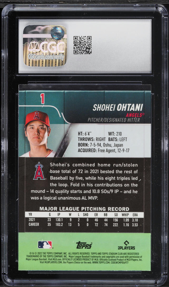 2022 Stadium Club Chrome Shohei Ohtani #1 CGC 10 GEM MINT