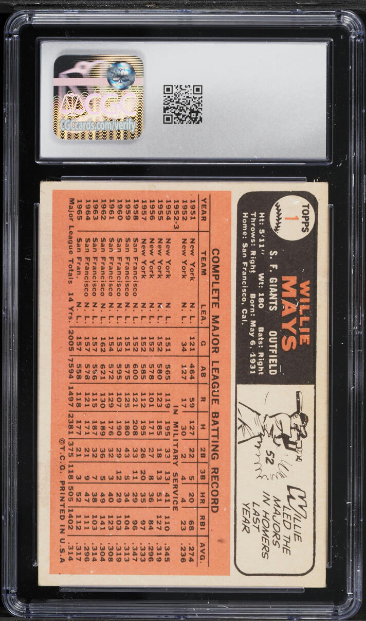 1966 Topps Willie Mays #1 CGC 4 VGEX