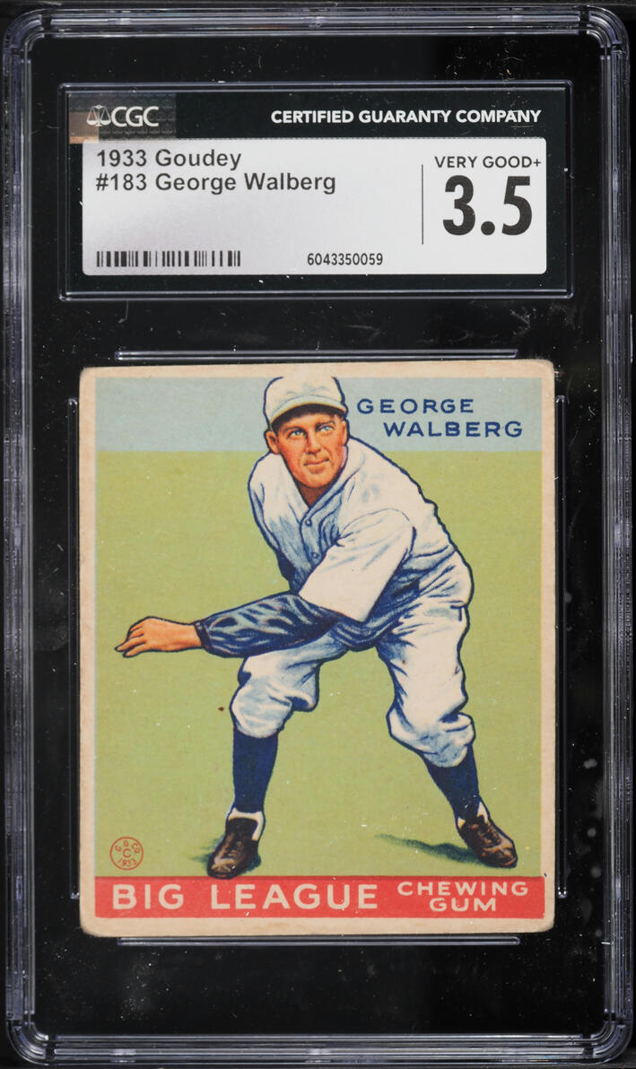 1933 Goudey George Walberg #183 CGC 3.5 VG+