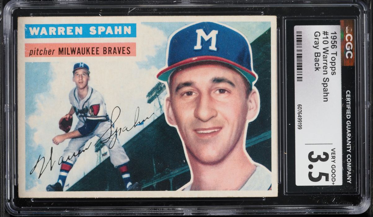 1956 Topps Warren Spahn #10 CGC 3.5 VG+