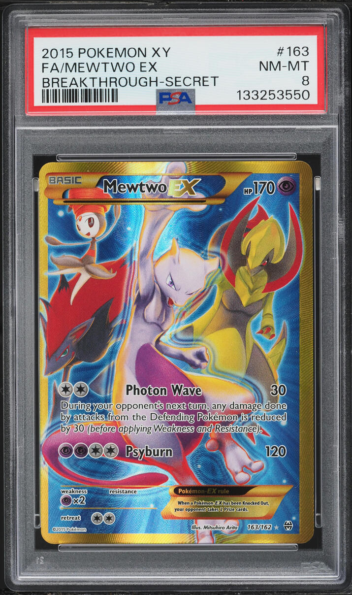 2015 Pokemon XY BREAKthrough Full Art Mewtwo EX #163 PSA 8 NM-MT