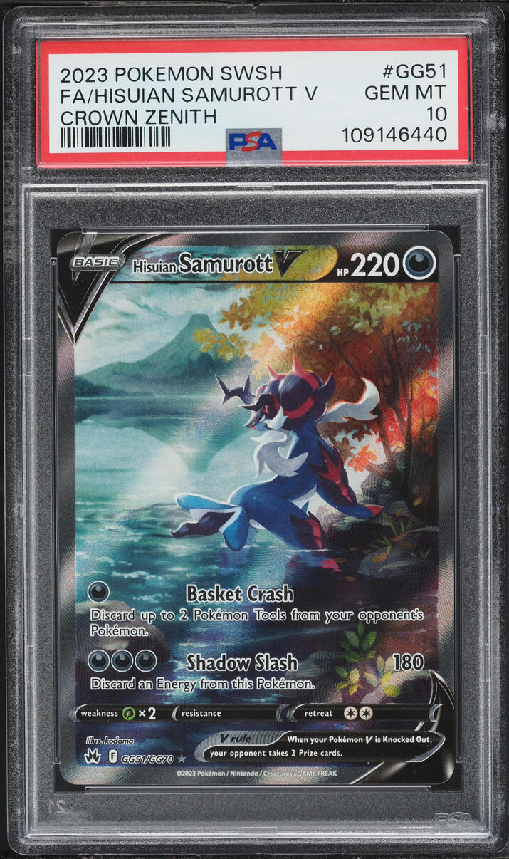 2023 Pokemon Sword & Shield Crown Zenith Full Art Hisuian Samurott V #GG51 PSA 10 GEM MINT