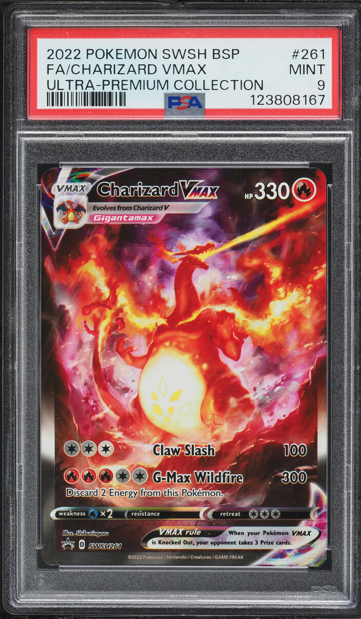 2022 Pokemon Sword & Shield Promo Ultra Premium Full Art Charizard VMAX #261 PSA 9 MINT