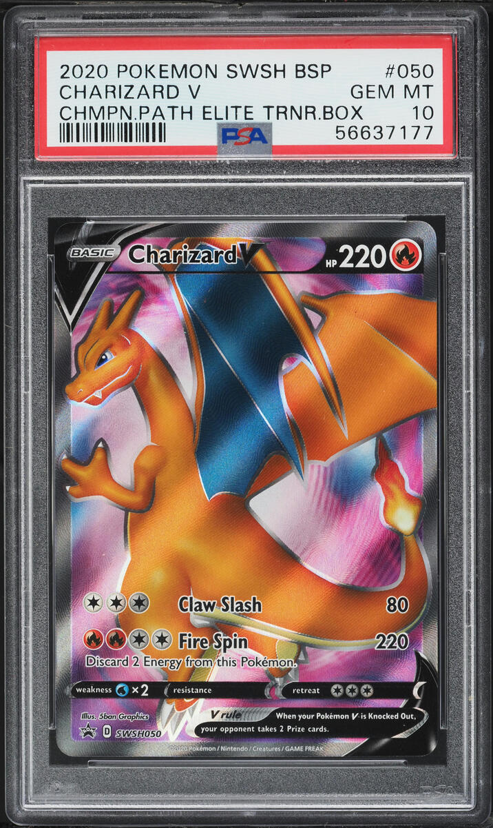 2020 Pokemon Sword & Shield Promo Champion's Path ETB Full Art Charizard V #50 PSA 10 GEM MINT