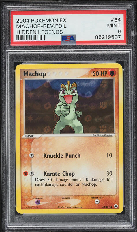 2004 Pokemon EX Hidden Legends Reverse Holo Machop #64 PSA 9 MINT