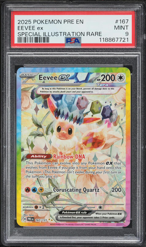 2025 Pokemon Scarlet & Violet Prismatic Evolutions SIR Eevee EX #167 PSA 9 MINT