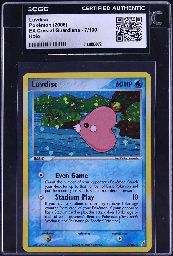 2006 Pokemon EX Crystal Guardians Holo Luvdisc #7 CGC AUTH