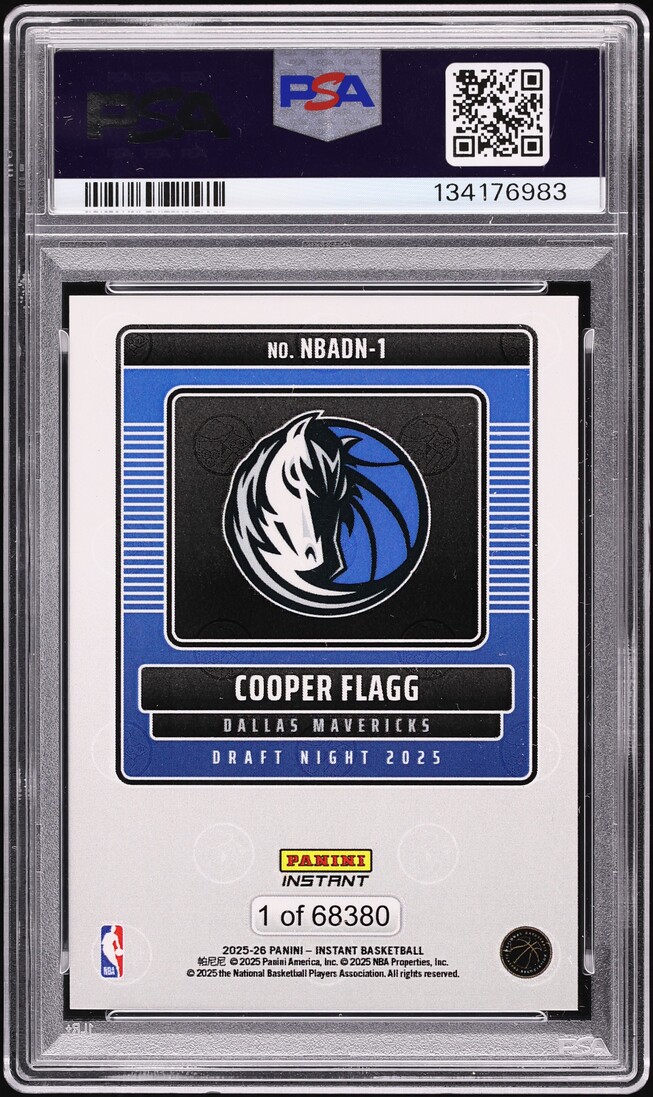 2025 Panini Instant NBA Draft Night Cooper Flagg ROOKIE /68380 #NBADN-1 PSA 10 GEM MINT