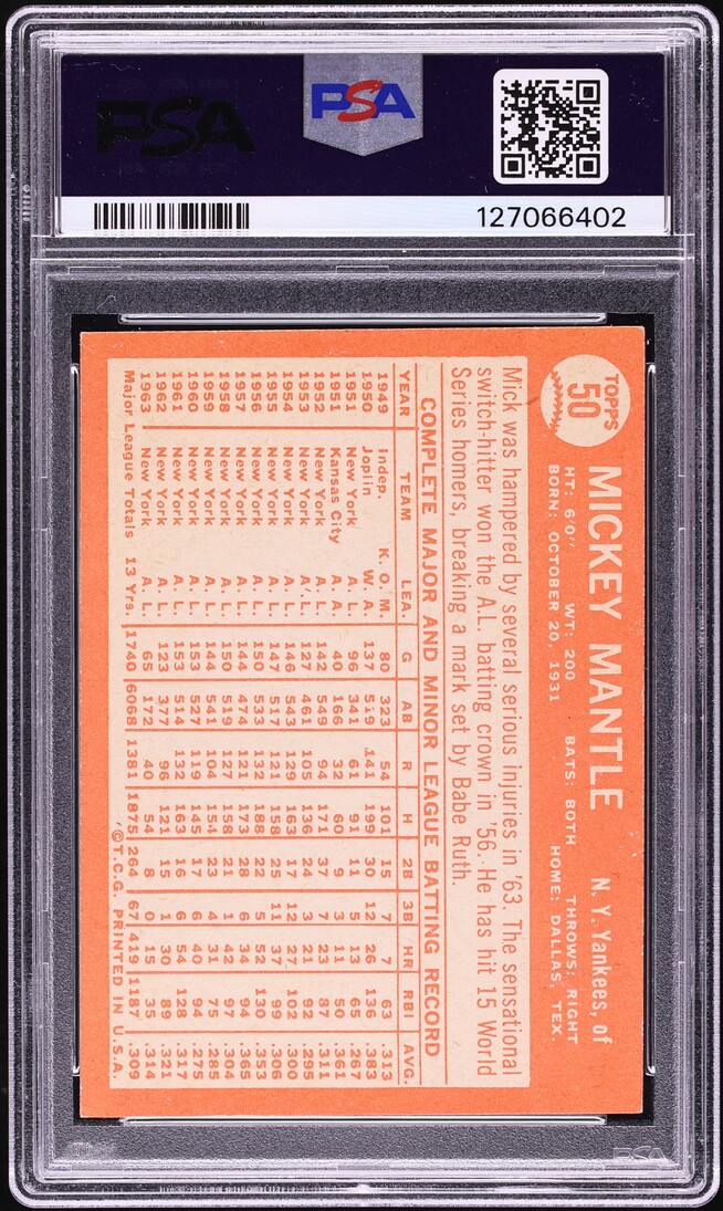 1964 Topps Mickey Mantle #50 PSA 4 VGEX