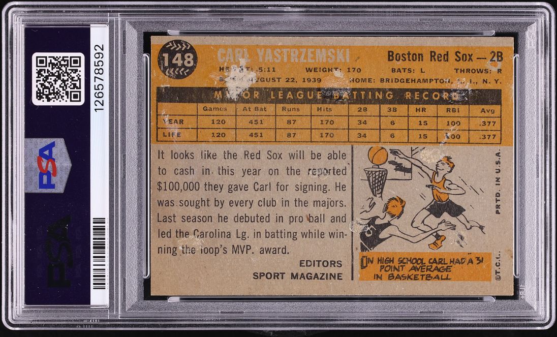 1960 Topps Carl Yastrzemski ROOKIE #148 PSA 6 EXMT
