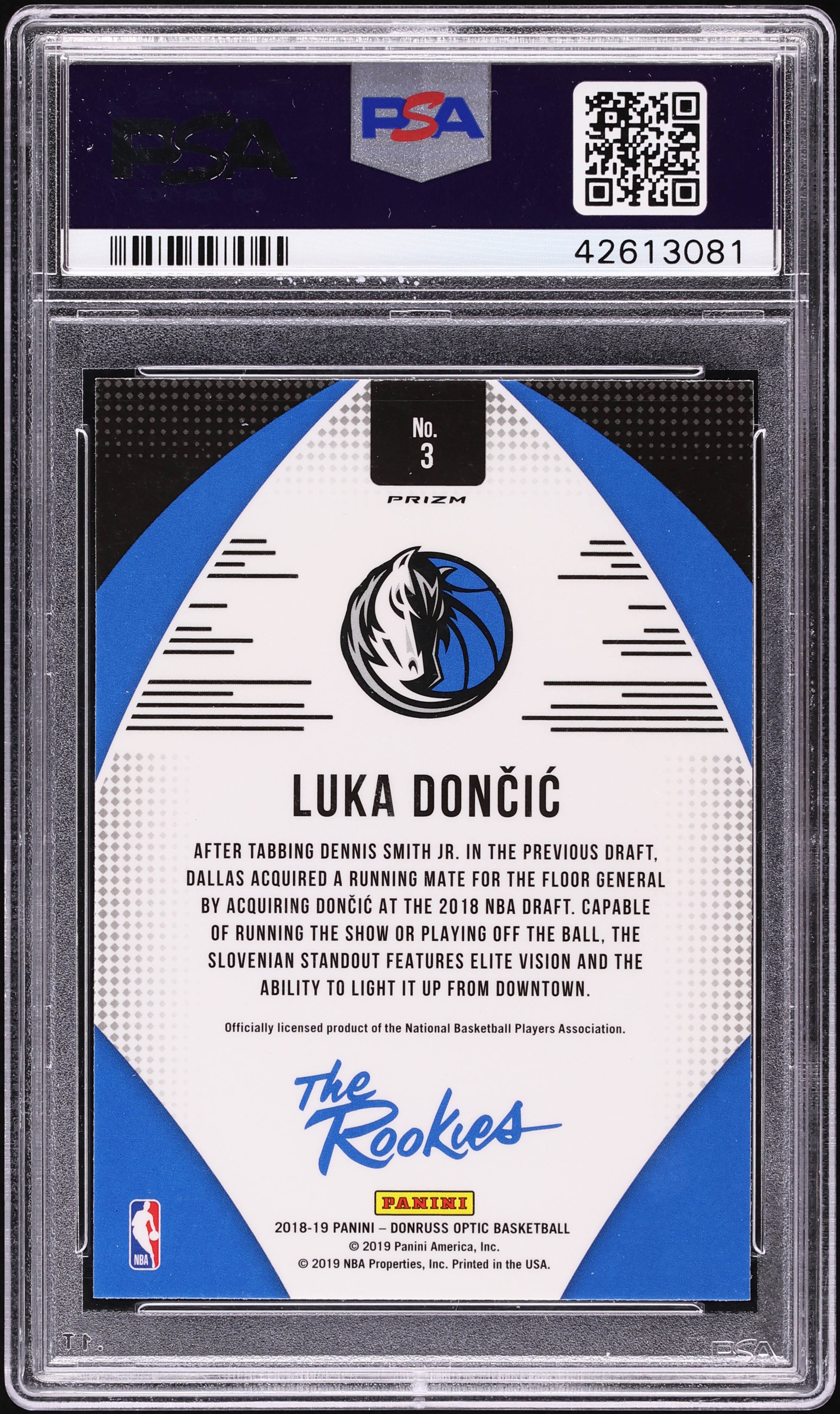 2018 Donruss Optic Holo Prizm Luka Doncic ROOKIE #3 PSA 10 GEM 