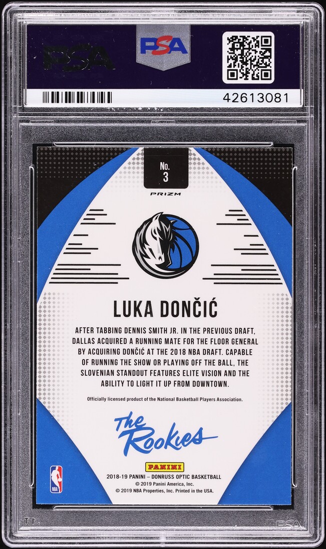 2018 Donruss Optic Holo Prizm Luka Doncic ROOKIE #3 PSA 10 GEM