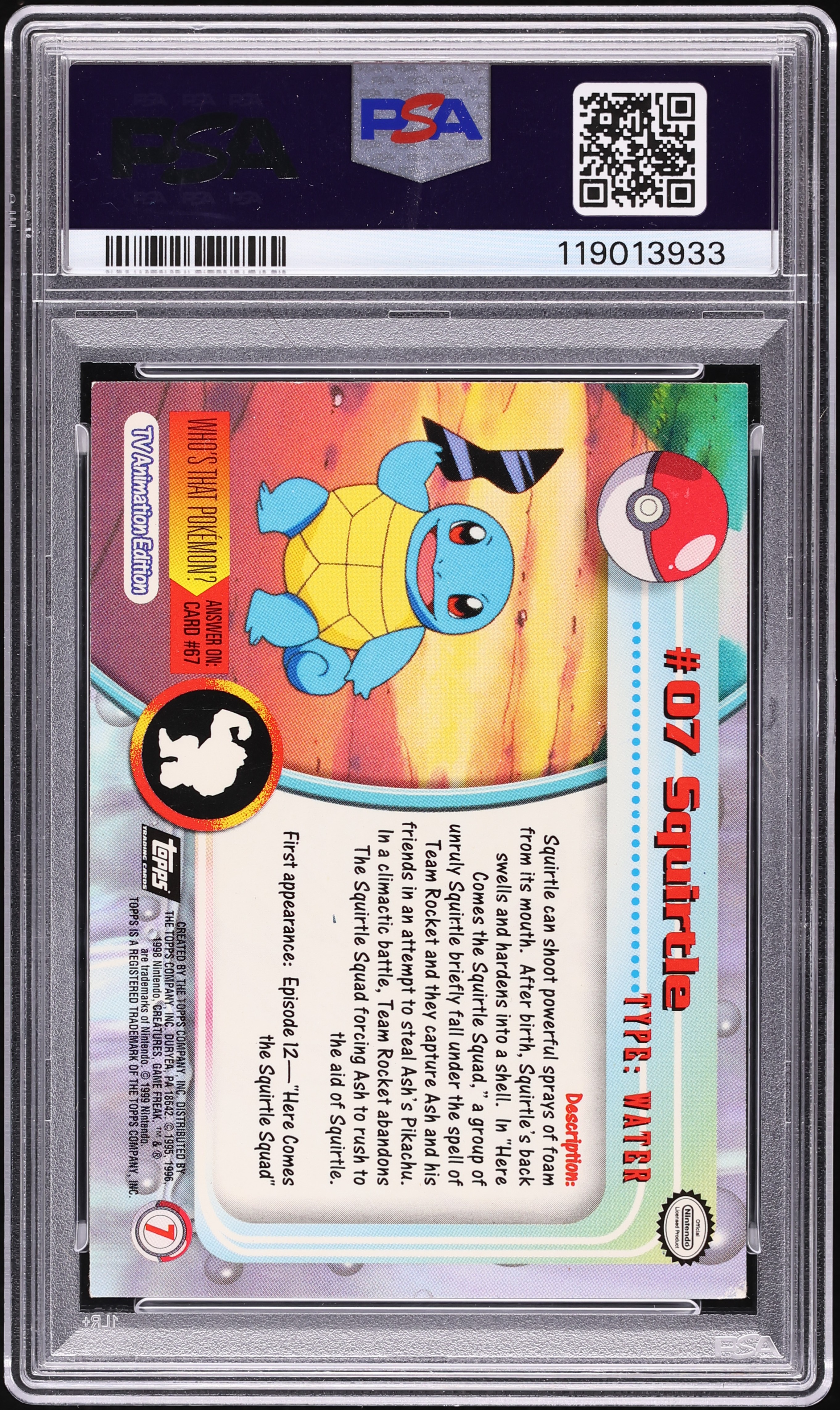 1999 Topps Pokemon T.V. Rainbow Foil Squirtle Eric Stuart AUTO #7 PSA AUTH  on Fanatics Collect