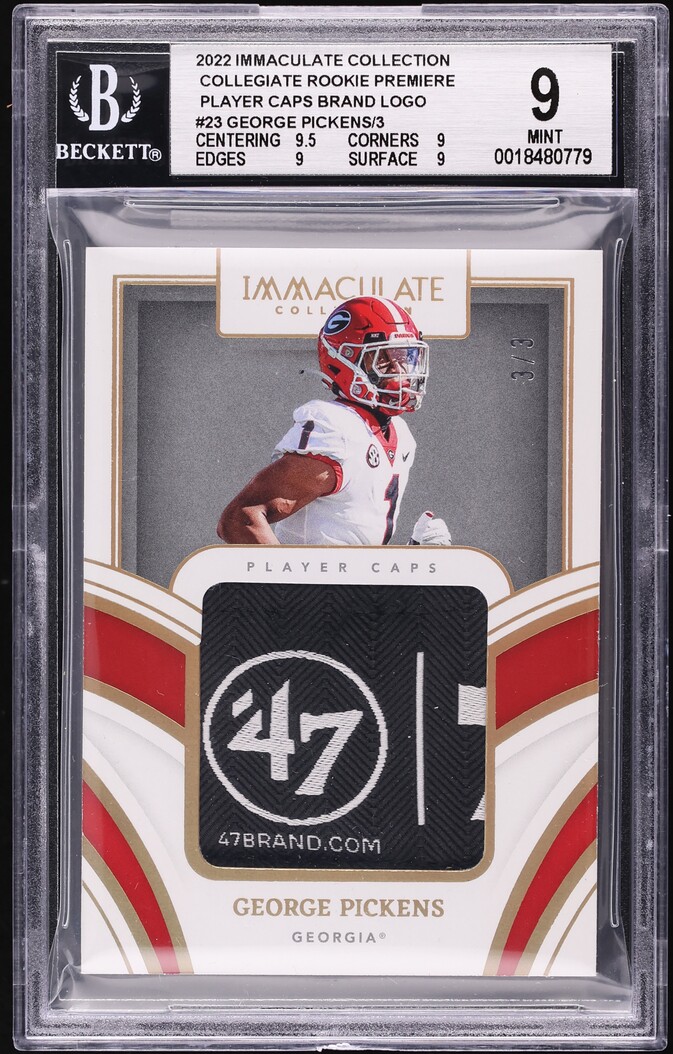 2022 Immaculate Collection Collegiate Player Caps George Pickens ROOKIE PATCH /3 BGS 9 MINT