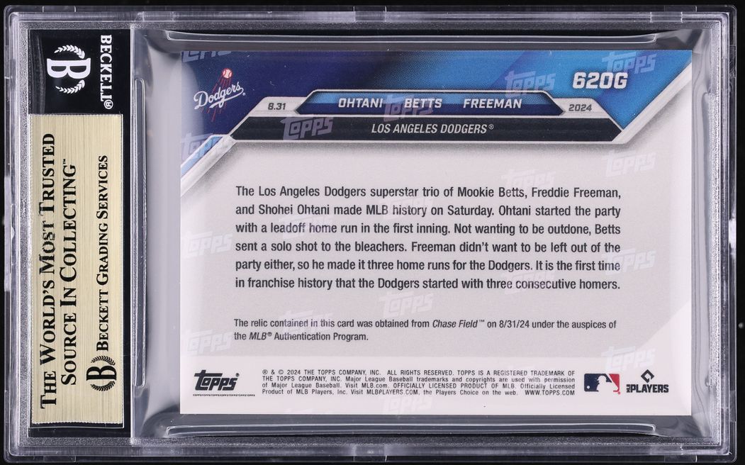 2024 Topps Now Gold Shohei Ohtani Mookie Betts Freddie Freeman RELIC 1/1 #620G BGS 9.5 GEM MINT