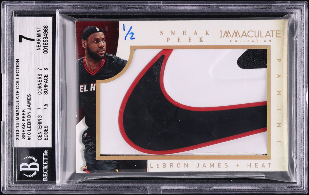 2013 Immaculate Collection Sneak Peek LeBron James NIKE LOGO PATCH 1/2 #10 BGS 7 NRMT