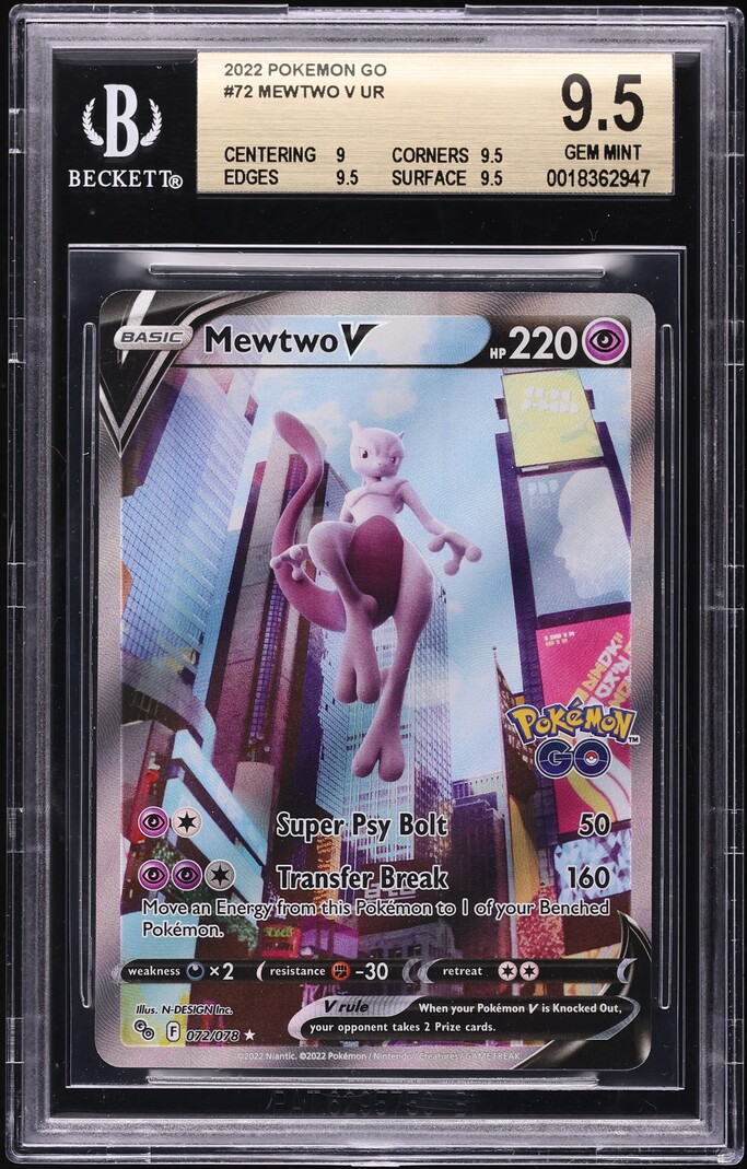 2022 Pokemon Sword & Shield Pokemon GO UR Mewtwo V #72 BGS 9.5 GEM MINT