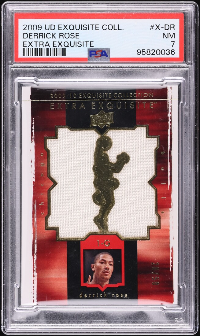 2009 Exquisite Collection Extra Exquisite Derrick Rose PATCH /50 #X-DR PSA 7 NRMT