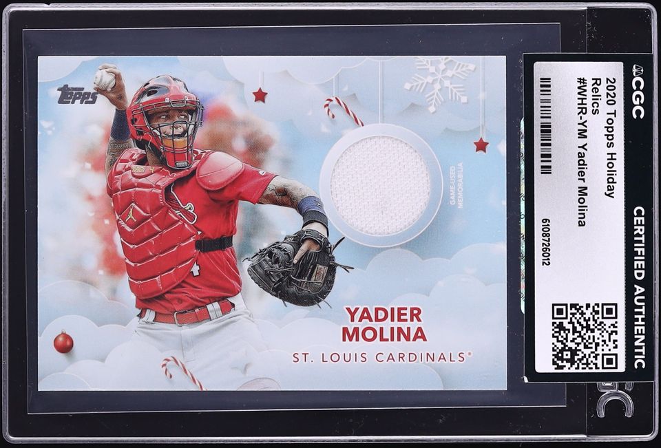 2020 Topps Holiday Yadier Molina PATCH #WHR-YM CGC AUTH