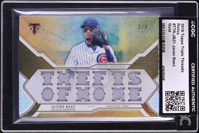 2018 Topps Triple Threads Gold Javier Baez PATCH /9 #TTR-JBZ1 CGC