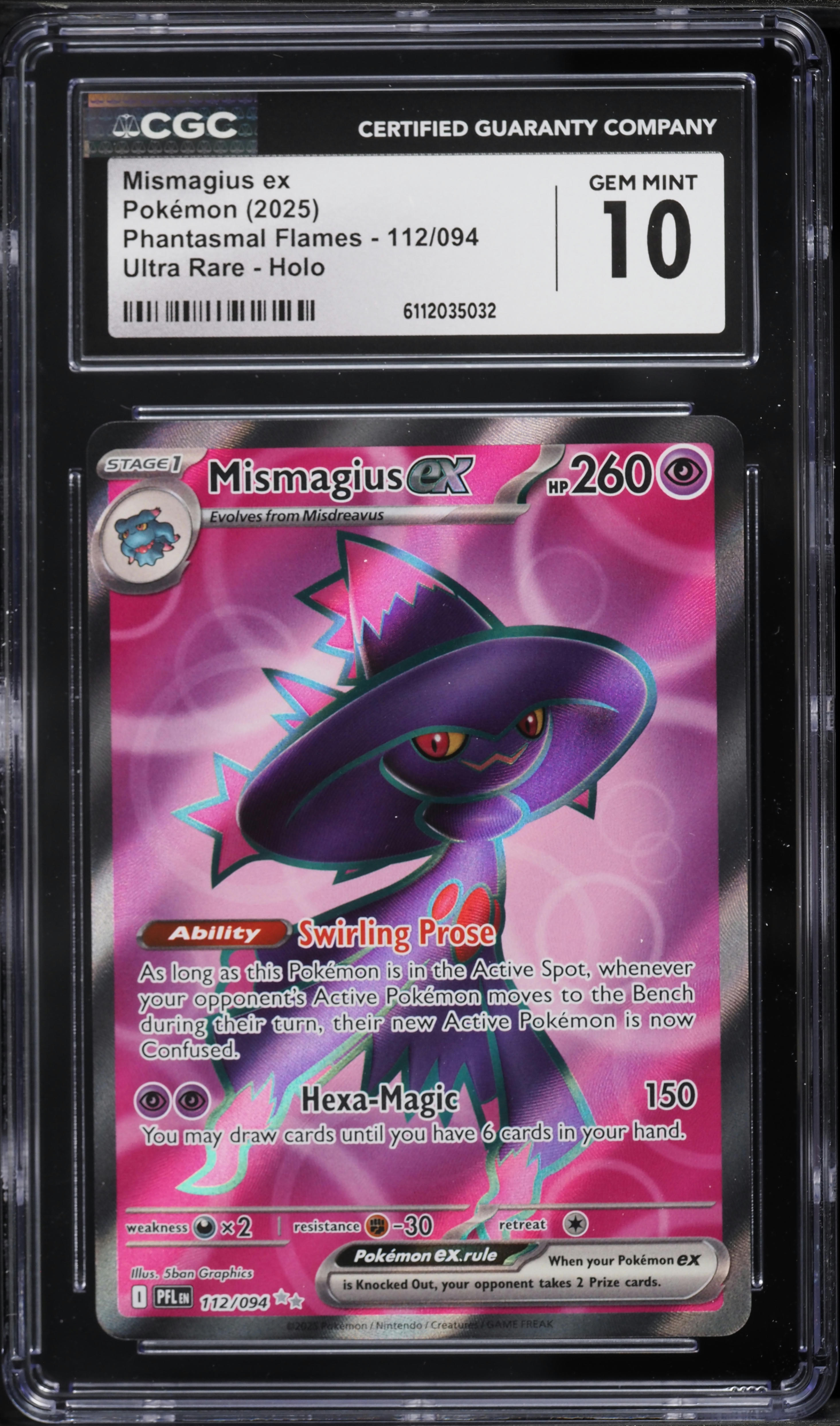 2025 Pokemon Mega Phantasmal Flames Full Art Mismagius ex #112 CGC 10 GEM MINT on Fanatics Collect 2025 Pokemon Mega Phantasmal Flames Full Art Mismagius ex #112 CGC 10 GEM MINT on Fanatics Collect