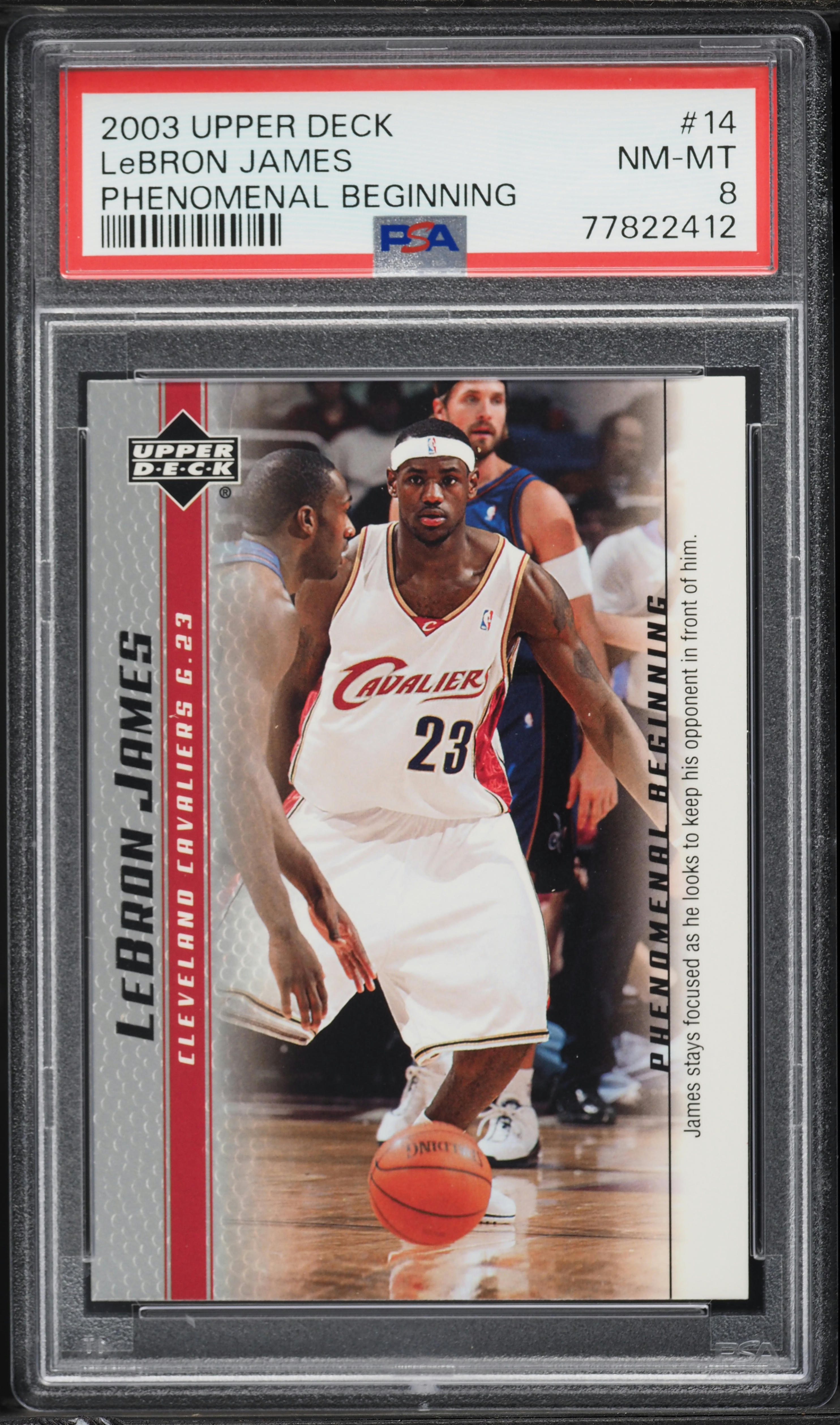2003 Upper Deck Phenomenal Beginning LeBron James ROOKIE #14 PSA 8