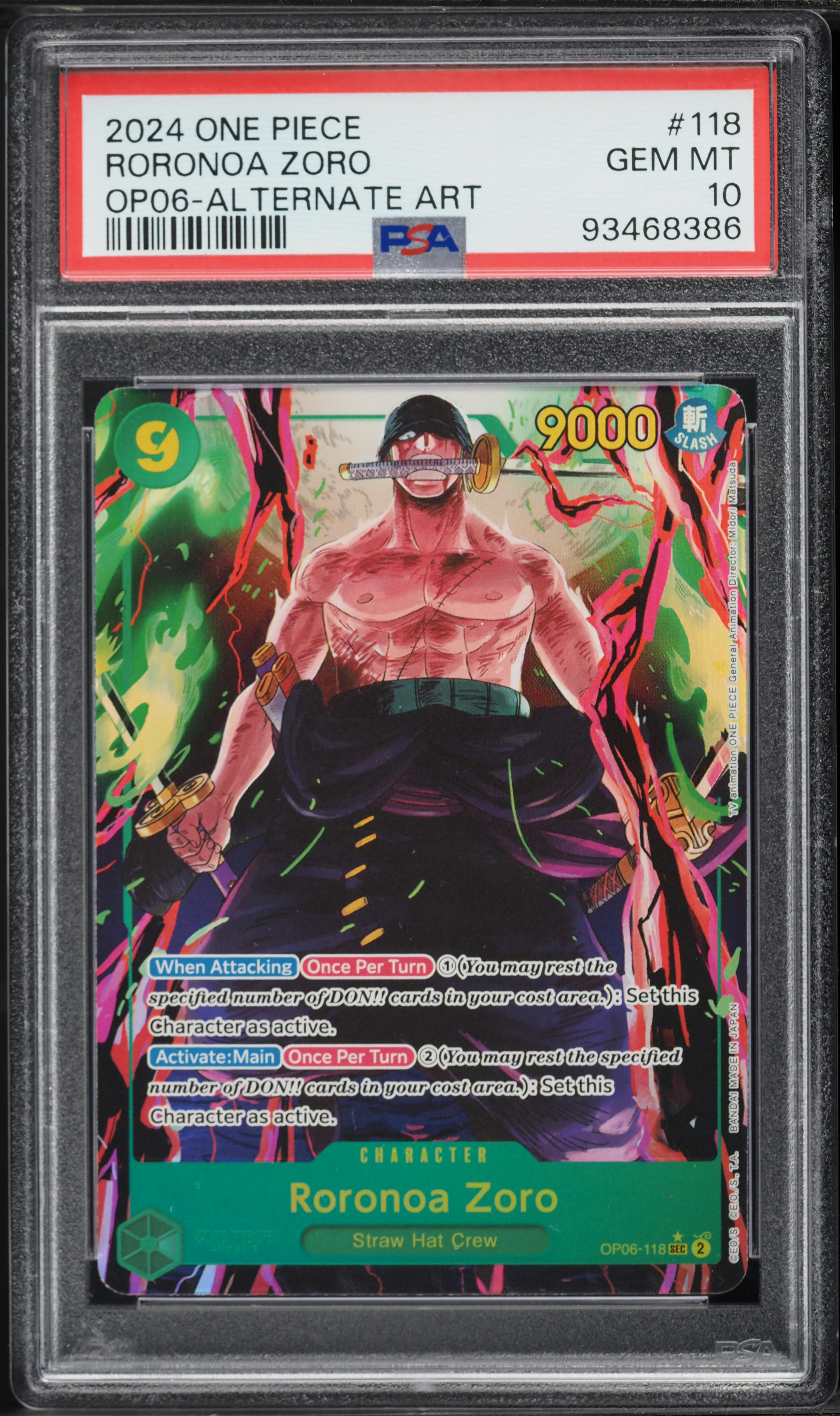 2024 One Piece Wings Of The Captain Alt Art Roronoa Zoro #OP06-118