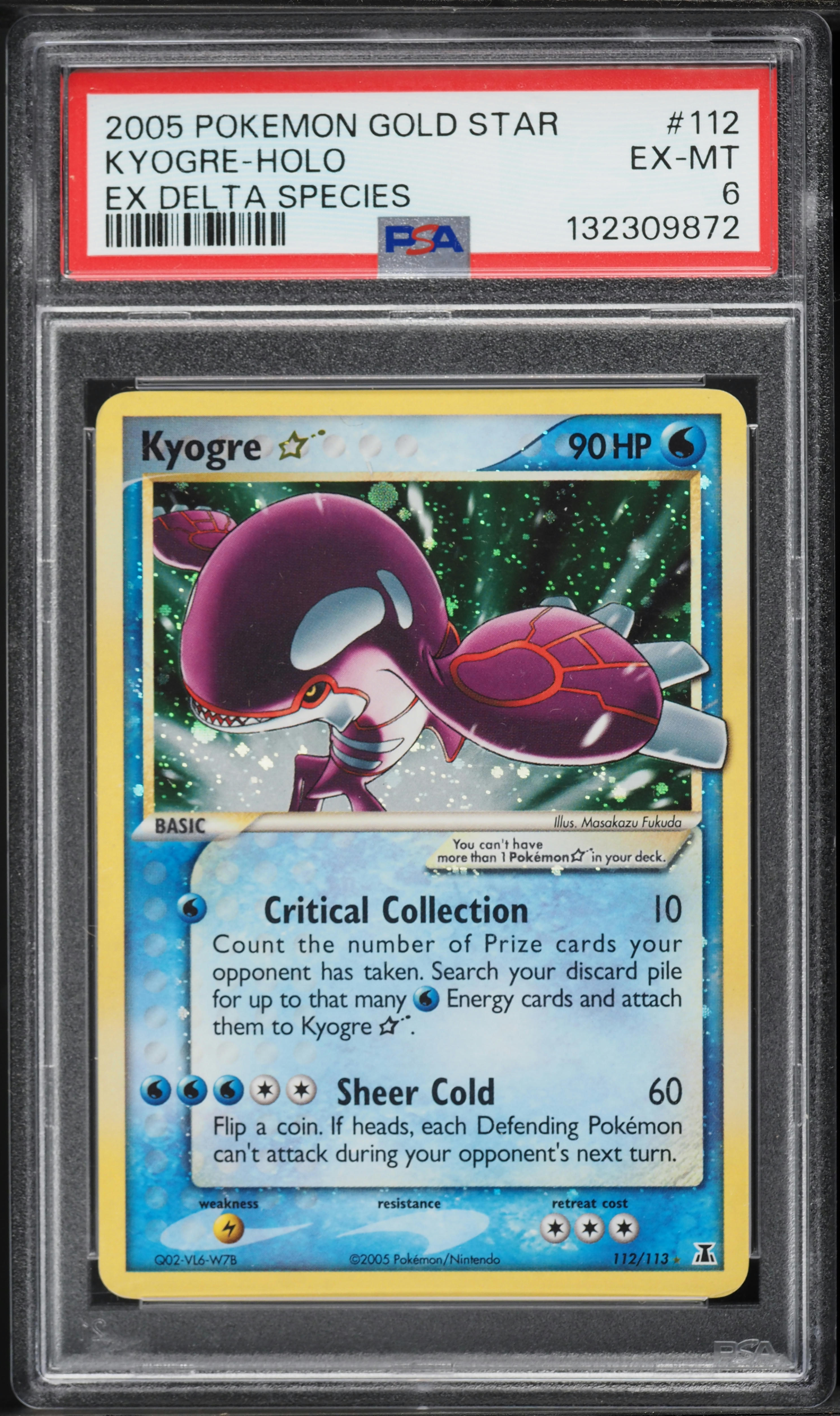 2005 Pokemon EX Delta Species Holo Kyogre Gold Star #112 PSA 6