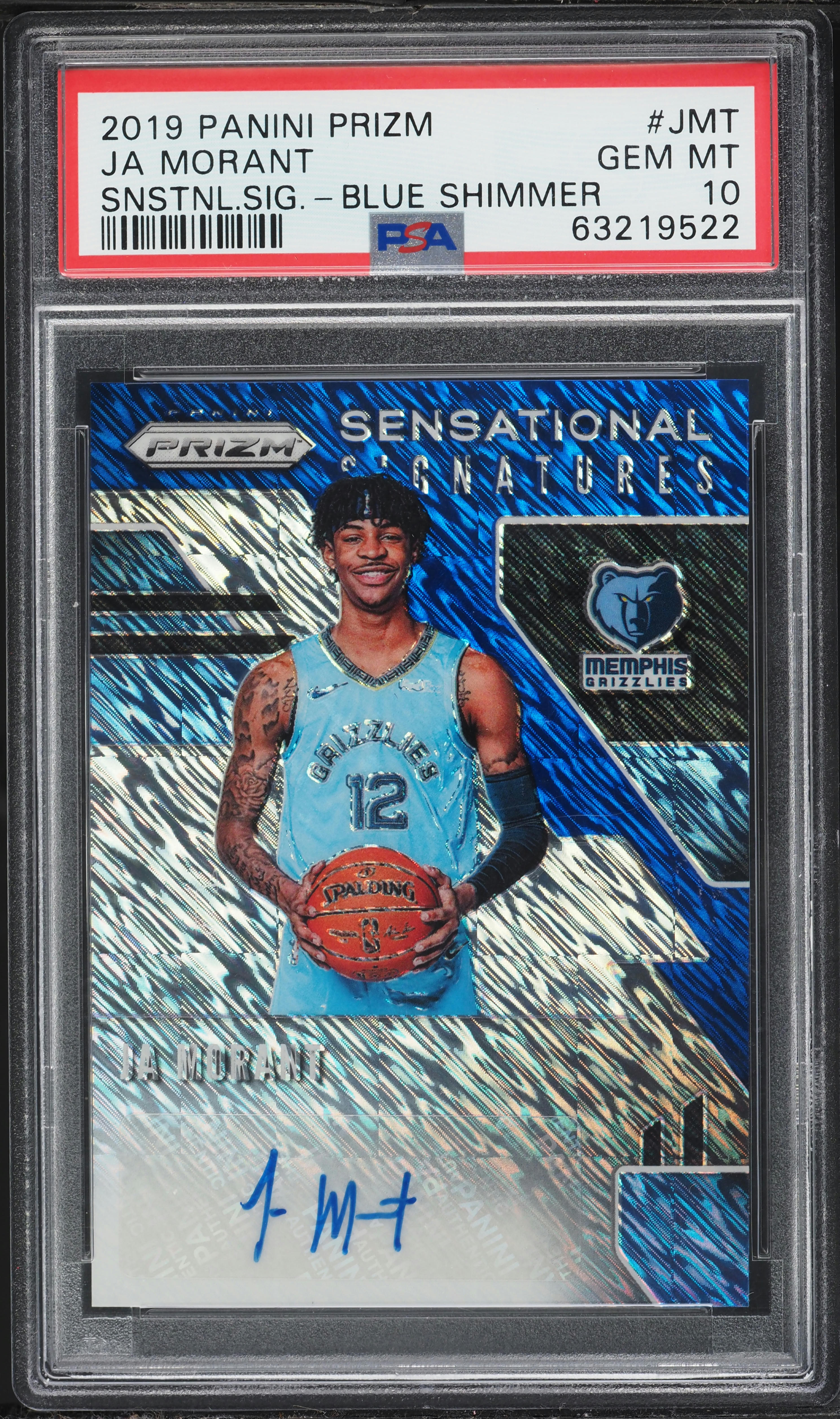 2019 Panini Prizm Sensational Signatures Blue Shimmer Ja Morant