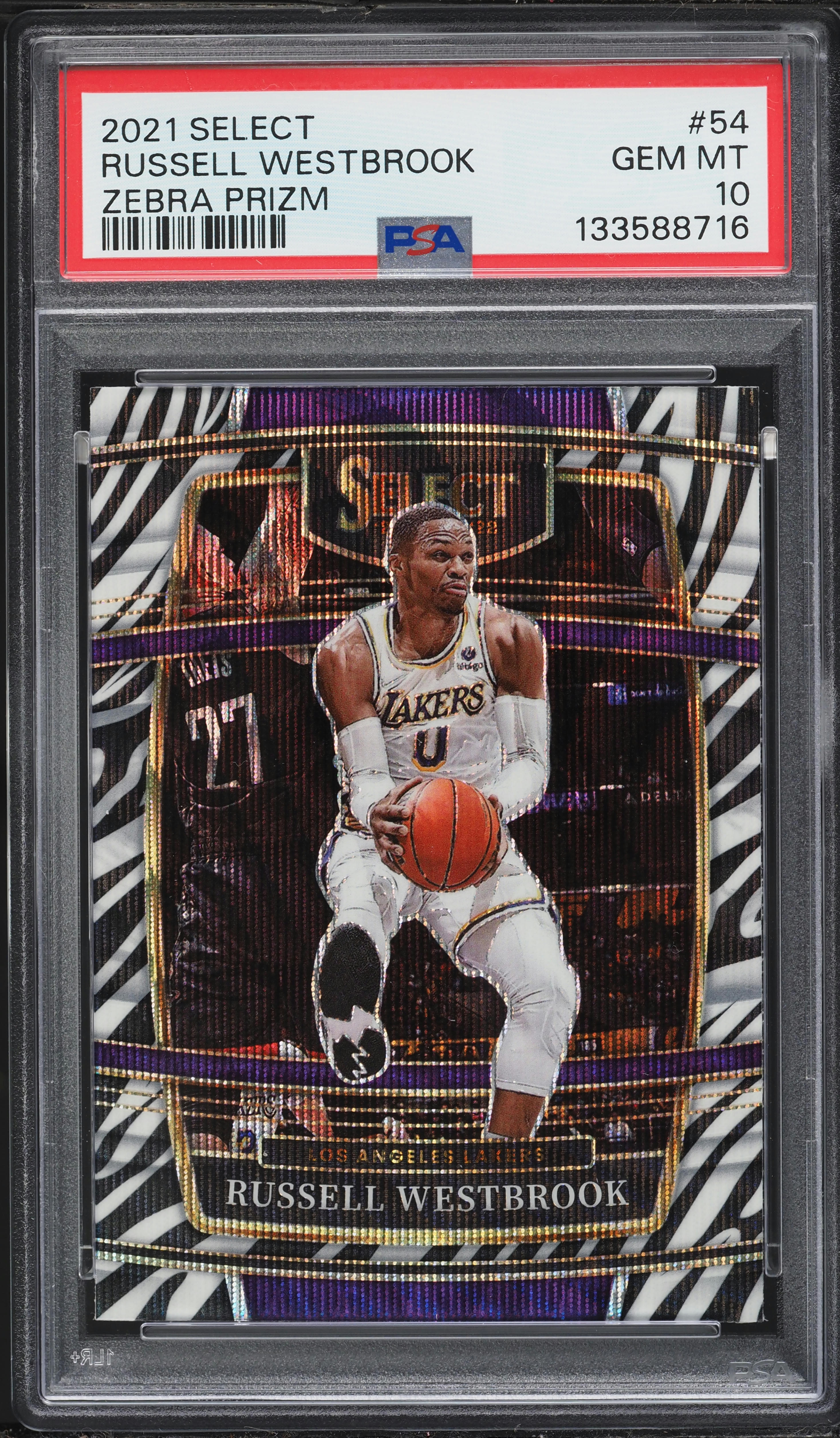 その他 21-22 NBA select RUSSELL WESTBROOK zebra 2021 Select Conocurse Zebra Prizm Russell Westbrook #54 PSA 10 GEM