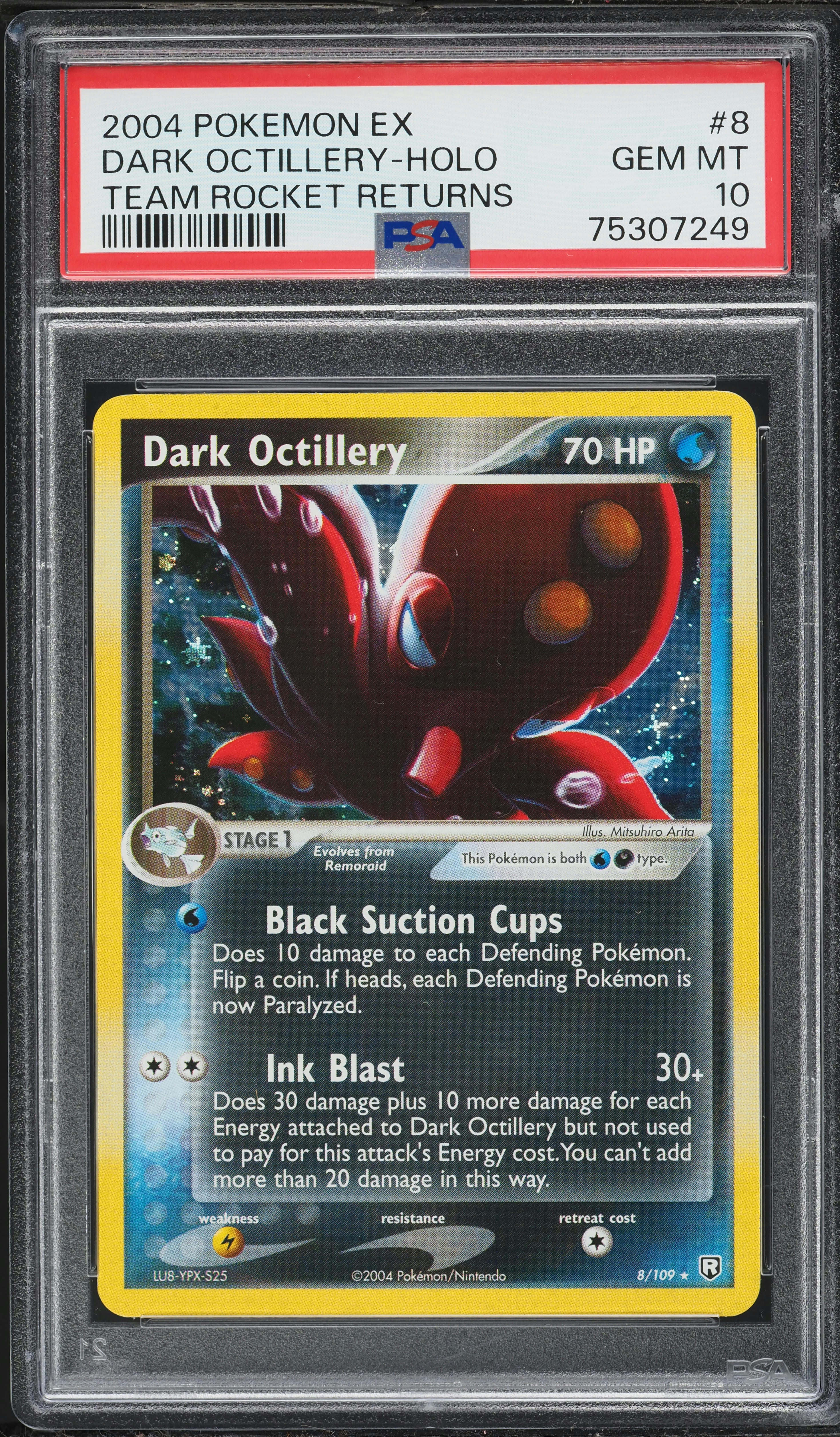 2004 Pokemon EX Team Rocket Returns Holo Dark Octillery #8 PSA 10