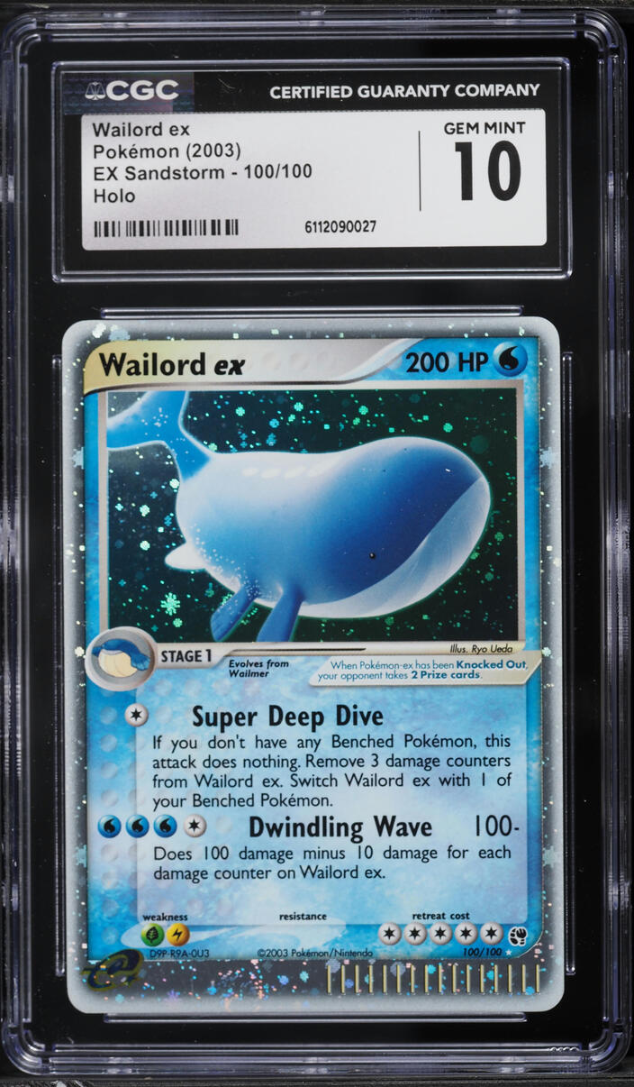 2003 Pokemon EX Sandstorm Holo Wailord ex #100 CGC 10 GEM MINT