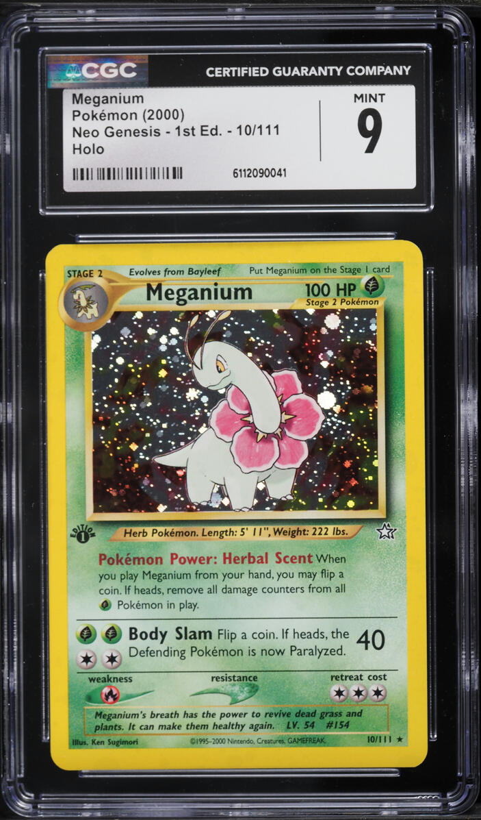 2000 Pokemon Neo Genesis 1st Edition Holo Meganium #10 CGC 9 MINT