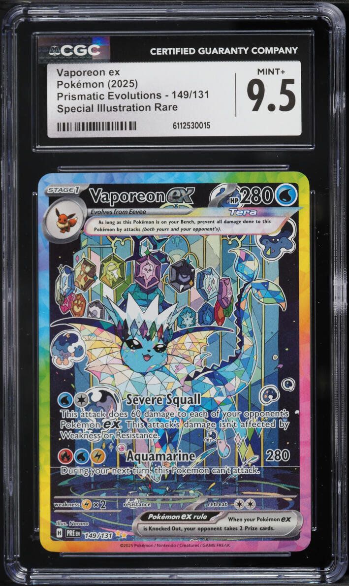 2025 Pokemon Scarlet & Violet Prismatic Evolutions SIR Vaporeon ex #149 CGC 9.5 MINT+