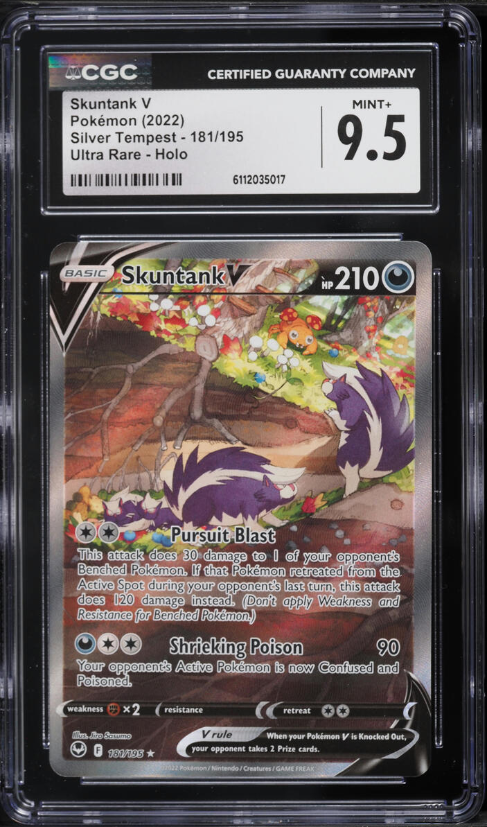 2022 Pokemon Sword & Shield Silver Tempest Alt Art Skuntank V #181 CGC 9.5 MINT+